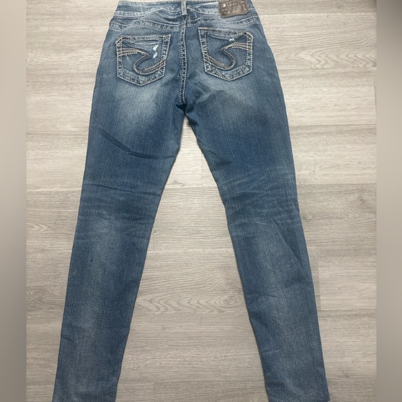 Silver Light Blue Distressed Skinny Jeans - Picture 9 of 9